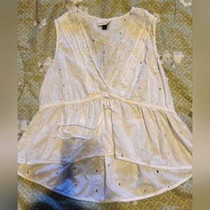 Universal Thread White Asymmetrical Tie Front Blouse